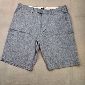 J. Crew Linen Blend Rivington Shorts Men's 34 Blue Chino 10.5" Casual Preppy